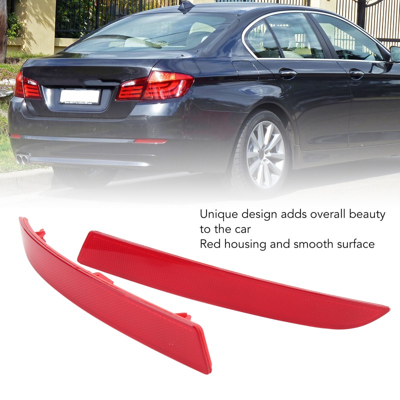 1 Pair Rear Bumper Reflector 63147318556 Red Housing Strong Retroreflection