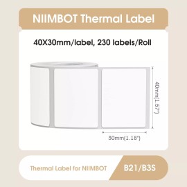 NIIMBOT Labels for B1/B21/B3S Label Maker, 1.57'' x 1.18'' (40x30mm) Thermal ...