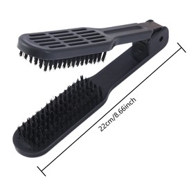 Double Brush Comb,Hair Straightening Brush Double Sided Hair Straightening Comb Heat Resistant Hair Straightening Brush With Handle for All Hair Types(black)