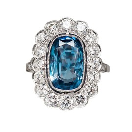 Hsitgexf Antique Lace Light Blue Cushion Cut Oval Topaz & White CZ Simulated Diamond Ring,Eternity Engagement Wedding Band Ring for Women (US Size 10)