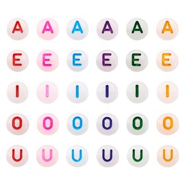 500 Colorful Acrylic Letter Beads, Glow in the Dark A E I O U Vocal Acrylic Letter Beads for DIY Jewelry Making