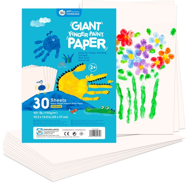 Jar Melo Finger Paint Paper 30 Sheets,10" X 15" Large Finger Painting Paper Pad for Kids,Acid Free, 101 Lb(150 GSM)