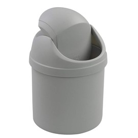 Dynko Mini Desktop Bin with Swing Lid, 2 L Plastic Worktop Bin (Grey)