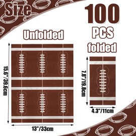 100pcs Football Napkins Disposable Football Hand Towels Napkins Football Paper Napkin Set for Football Party Decorations Football Game Day Event Birthday Party Supplies