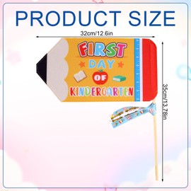 Lyreh First Day of School Banner Flag, Colorful Pencil Shape First Day of Kindergarten Pennant with Ribbon Back to Classroom Pennant Flag for Teachers Student School Decoration