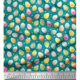 Soimoi Green Cotton Jersey Fabric Egg Easter Fabric Prints by Yard 58 Inch Wide