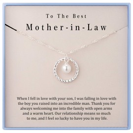 Mother in Law Necklace Mom Gifts Mother Daughter Necklace Sterling Silver Circle Necklaces for Mother in Law Gifts Christmas Holiday Jewelry