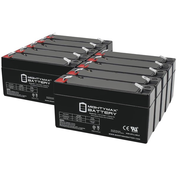 Mighty Max Battery ML1.3-6 6V 1.3AH SLA Battery F1 Terminal - Pack of 10