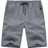 QPNGRP Men's Stretch Waist Casual Grey Shorts with 5 Pockets
