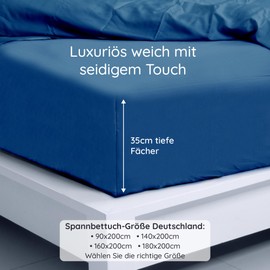 Bed Sheet Blue | Bamboo Fitted Sheet | Bed Linen Cooling Summer and Winter | Soft Fitted Sheets | Allergy Sufferers Bed Linen | Canvas Sheet 90 x 190 cm | Bambaw