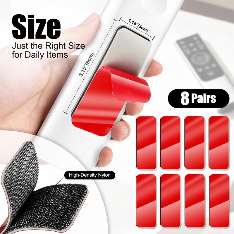 Heavy Duty Adhesive Hook and Loop Strips, 8 Sets (1.18”