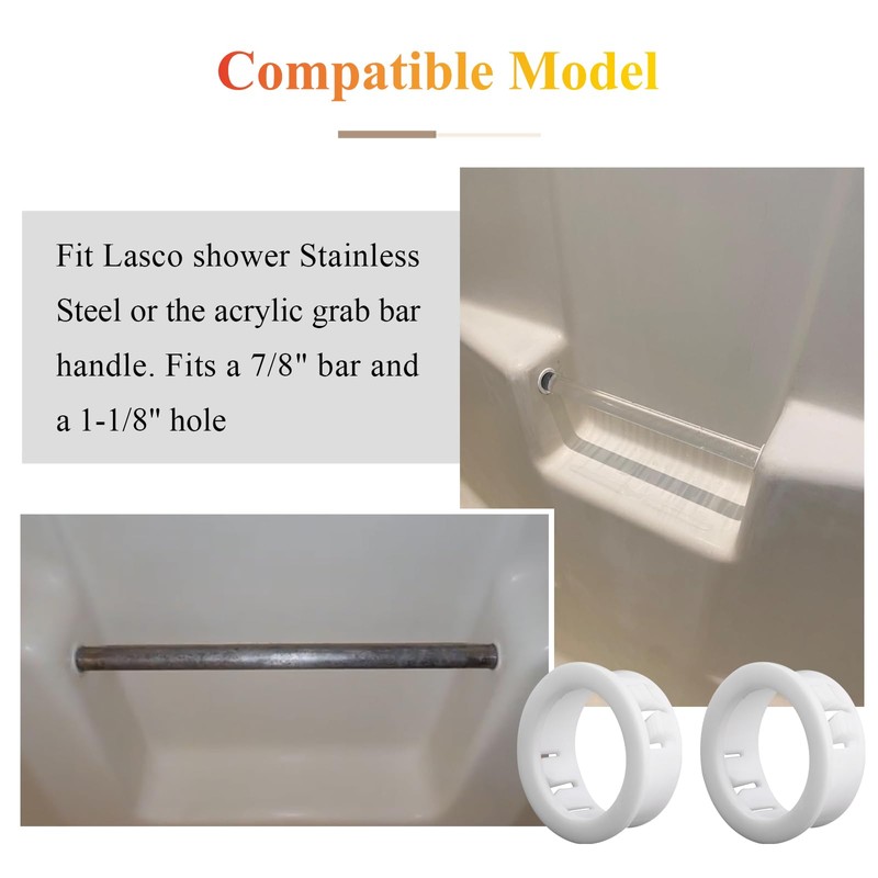 2 Pcs SB1.093-14 Shower Grab Bar Snap|Bushing|Grommet|White Nylon, Compatible with