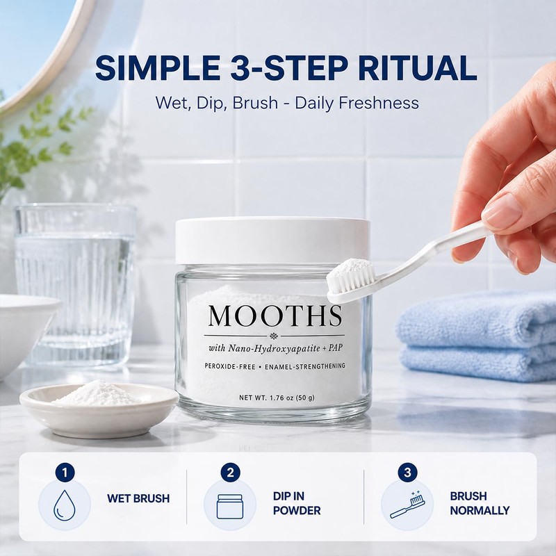 Mooths Teeth Whitening Powder, Hydroxyapatite Oral Care, Fresh Breath