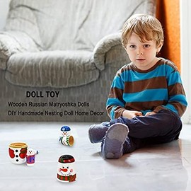 HYCLES Nesting Dolls for Kids for Kids Xmas Gifts Matryoshka for Boys Girls Wooden Toys Snowman
