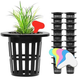 BESSEEK 50 Pack 3 Inch Net Pots for Hydroponic and Aquaponics - Heavy Duty Orchid Cups Wide Lip Design, Garden Slotted Mesh Net Excellent Drainage, Good Air Movement (Black)