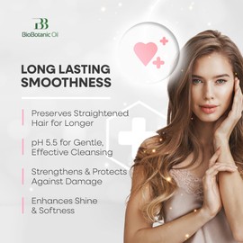 Bio Botanic Oil Range – Shampoo for Straightened Hair with Plant Keratin & Organic Argan Oil, Vegan, SLS-Free & Salt-Free, pH-Balanced Formula for Long-Lasting Smoothness & Shine