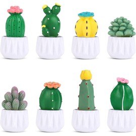 Cute Plant Fridge Magnets Funny Mini Plant Magnets for Fridge, Simulation Ceramic Flower Vase 3D Refrigerator Magnet Set 6 Pack,Decoration for Kitchen,House,Office,Whiteboard - Color: 8pcs Succulents