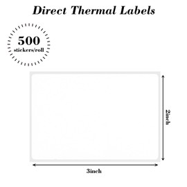 SallyFashion 500PCS Direct Thermal Labels, 3"x2" White Name Tags Label Stickers Blank Stickers for Shipping Labels Address Labels DIY Projects