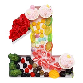 15.2inch Large Cardboard Number for Charcuterie Food Sweet, Birthday Anniversary Evens Party Treat, Paper Mache Decoration Box (1)