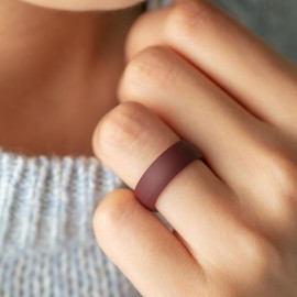 Saco Band Silicone Ring for Women - 6mm Width 1.9mm Thick (Dark Red C - Size 6.5-7 (17.35mm))