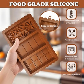 Chocolate Bar Mold, 1.2 Inch Deep Chocolate Molds Silicone Thick Candy Bar Mold for Dubai Chocolate Bar Pistachio Kataifi Knafeh Candy Snacks Desserts Filling (2 Pack)