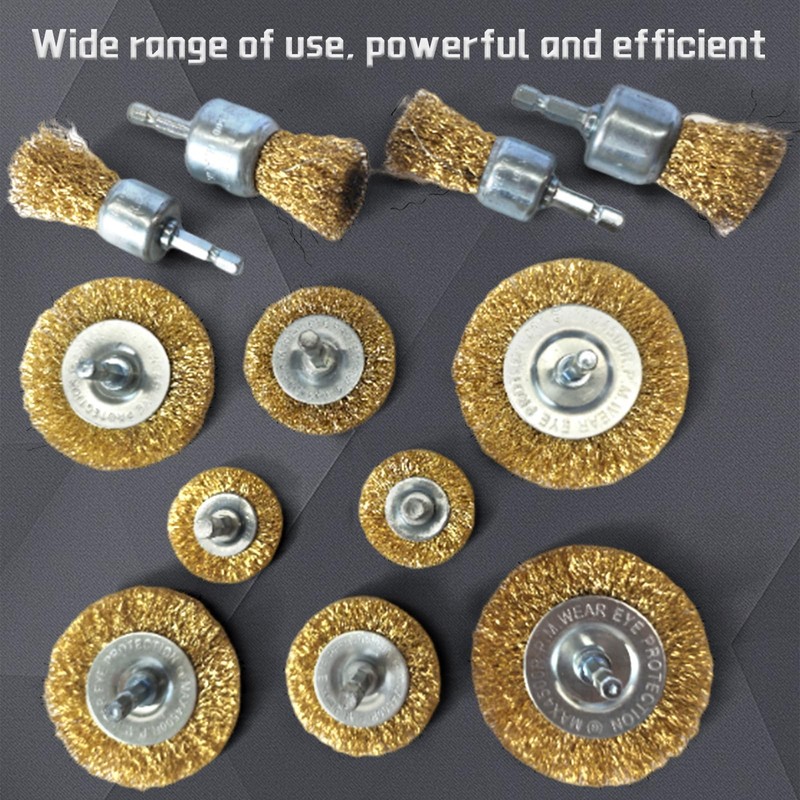 Wire Brush Drill, 12-Piece Brass Brush, Wire Brush Set with