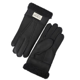 YISEVEN Women's Winter Sheepskin Shearling Leather Gloves Mittens Wool Cuffs Driving Heated Warm Thick Fur sherpa Lined Merino Soft Wool Lining Furry for Cold Weather, Mercerized Black L