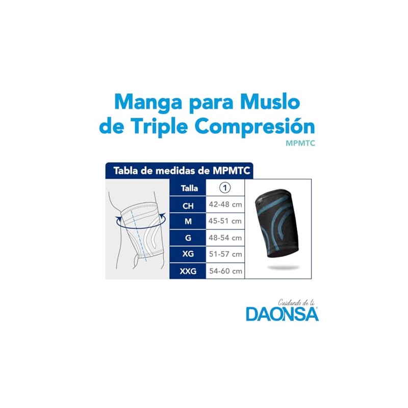 Manga Para Muslo De Triple Compresión (azul x grande)