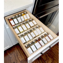 Clear Acrylic Spice Drawer Organizer, 4 Tier Seasoning Jars Drawers Insert, Kitchen Spice Rack Tray for Drawer/Countertop (Jars not included)