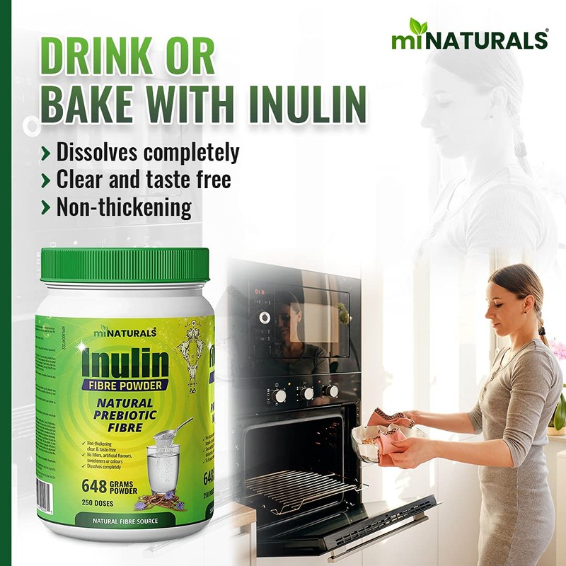 Pure Inulin Fiber Powder, Natural Prebiotic Fibre Supplement, Clear and