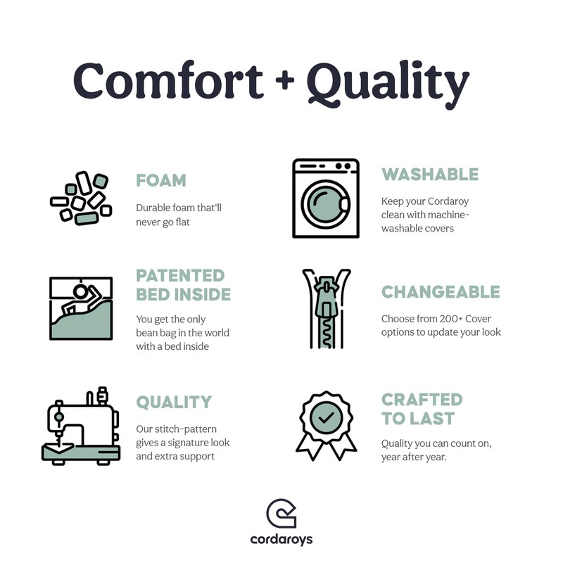 CordaRoy's Waterproof Bean Bag Protector - Removable Cover for Convertible