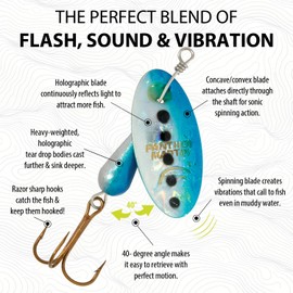 Panther Martin PMH_6_SBH Classic Holographic Spinners Fishing Lure - Silver/Blue Holographic - 6 (1/4 oz)