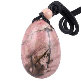 mookaitedecor Natural Rhodonite Crystal Water Drop Pendant Necklace for Women Men, Crystal Egg Tumbled Stone Necklace Oval Semi Precious Stone Necklace Healing Crystal Reiki Chakra Jewellery Gift