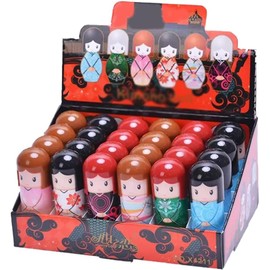 Caja de bálsamo labial en forma de muñeca, 24 crema hidratante reparadora labios para eliminar la piel muerta, cuidado nutritivo los labios