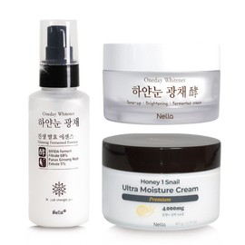 Nella White Snow Radiance Ferment Essence + Tone-Up Cream + Premium Snail Cream 3-Piece Set