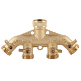 MUNEFE Heavy Duty 4 Way Hose Splitter, Brass Garden Hose Splitter, Brass Hose Faucet Manifold for Variety of Gardening Tasks
