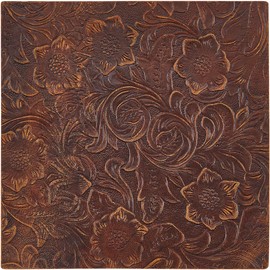 GORGECRAFT 6×6 Inch Bump Floral Texture Genuine Leather Sheets 1.6mm Thick Pre Cut Leather Pieces Saddle Brown Printed Cowhide Leather Sheet Crazy Horse Leather Fabric for DIY Bows Earrings Crafts