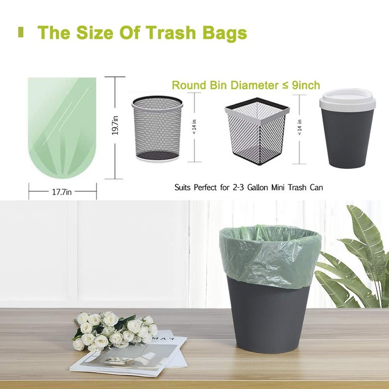 Bathroom Trash Bags Black 2.6 Gal 80cts, Compostable Small Trash