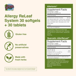 Herbs Etc. Herbs Etc. Allergy ReLeaf System - Seasonal Discomfort Supplement - Provides Seasonal Support for Sneezing & Itchy Eyes - Supports Sinus Function - 30 Softgels (30 Servings), 30 Tablets (30 Servings)