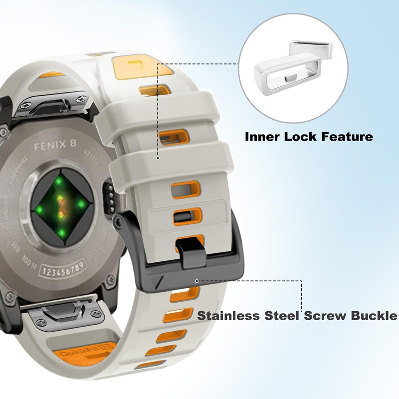 22mm & 26mm QuickFit Silicone Watch Band for Garmin Fenix