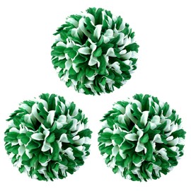 Knitgrip 3 Pcs Homecoming Mum Flower 6.5" Silk Mum 21 Layers Homecoming Supplies Crafts for Back to School Week Party Decorations(Green,White)