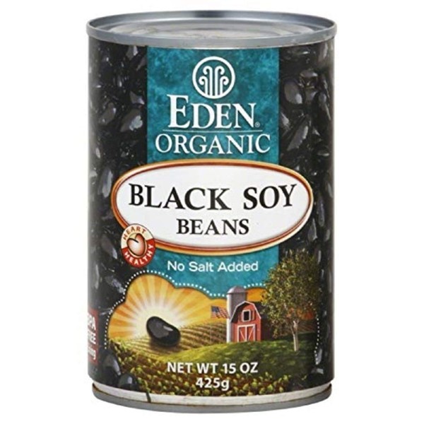 Eden Foods Organic Black Soy Beans, No Salt Added, 15 OZ (Pack - 2)