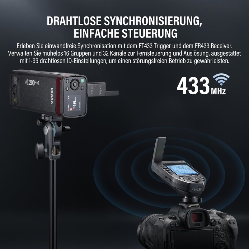 Godox FT433-N TTL Wireless Flash Trigger for Nikon Cameras, 433MHz