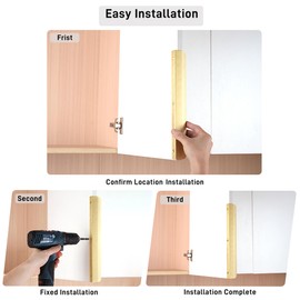 Sunlithor Edge Finger Tabs Pulls for Cabinet Kitchen Hardware Drawer Pull Cupboard Flat Hidden Dresser Bar Door Handles for Furniture 10Pack Modern Brushed Brass 3-3/4" Hole Center Easy Installation