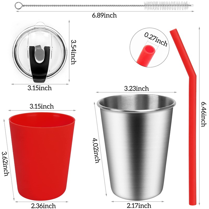 ShineMe 5Pack Kids Cups with Straws and Lids Spill Proof,