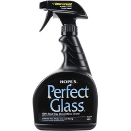 HOPE'S Perfect Glass Cleaner Spray, Streak-Free, Ammonia-Free Window, Mirror, Screen, Tinted Glass, and Shower Door Cleaner, Indoor and Outdoor Glass Surfaces, 32 Fl Oz, Pack of 1