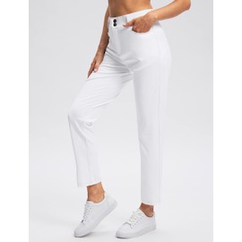 Viodia Women's Golf Pants with Zipper Pockets 7/8 Stretch Ankle Pants for Women Travel Casual Work White