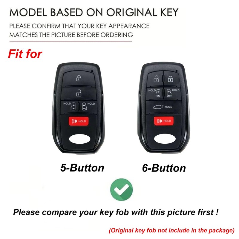 Hontumax Premium Leather 6-Button Key Fob Cover Case for Toyota