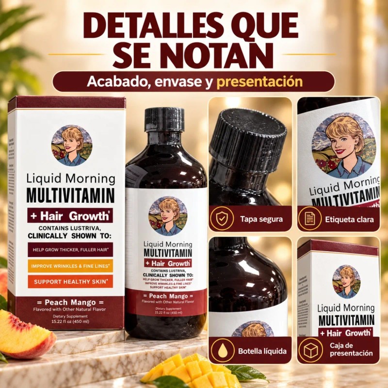Multivitamínico Líquido Sabor Durazno Mango Bienestar Diario