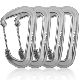 Pack of 4 Heavy Duty Aluminium Carabiners, Large Carabiners, Aluminium Carabiners, Aluminium Carabiner Key Chain, Aluminium Carabiner Hook for Camping, Hiking, Fishing (Silver)